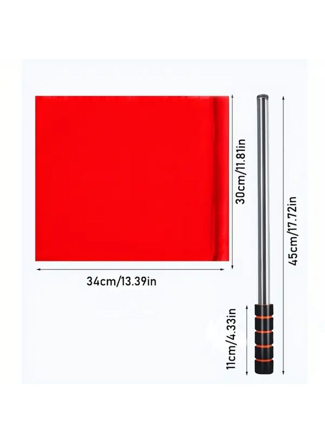 2 Pack Red Stainless Steel Referee Flags With Ergonomic Handles For Sports Track Field Soccer Basketball Tennis Badminton Table Tennis Traffic Control Durable Referee Accessories Sleek Design Sturdy Construction - Image 2