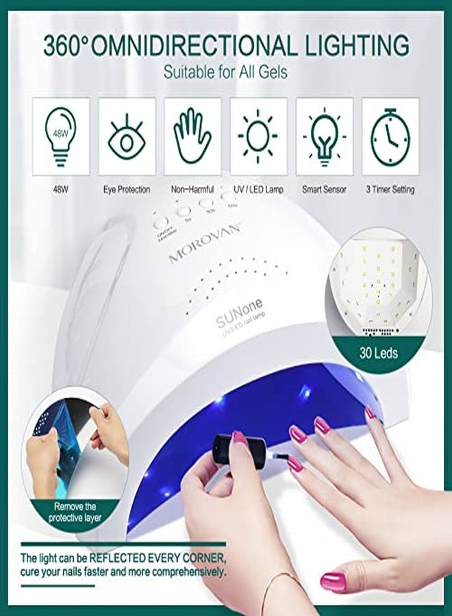 morovan Gel Nail Polish Kit With U V Light - 9 Colors 48W Led Nail Lamp Gel Nail Polish Gray Pink Nude Nail Art Diy Salon Suitable For Any Season - Image 4