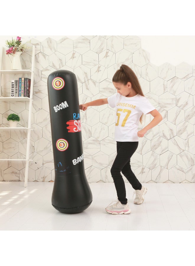 Sales Inflatable Children Tumbler 120cm Adult Fitness Boxing Column Kids Toys Thickened Wholesale-Color:Black - Image 1