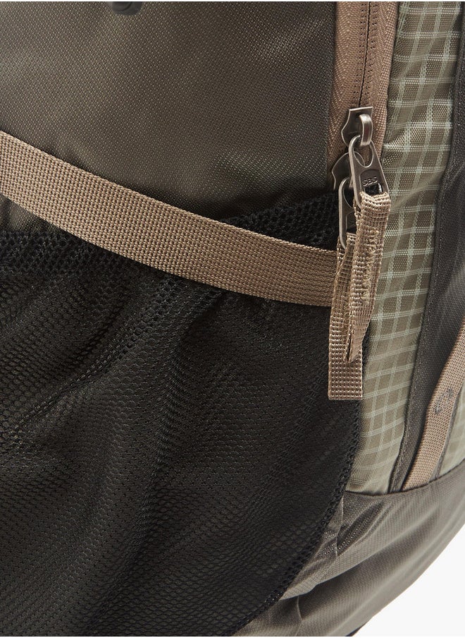 Men's Logo Print Backpack with Zip Closure and Adjustable Strap - 34x54x16 cm