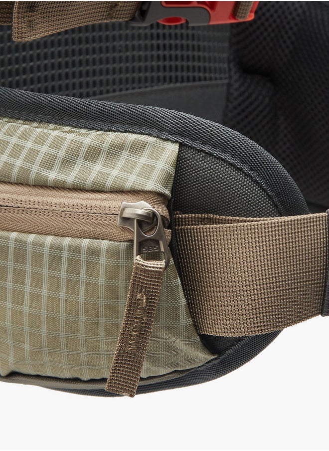 Men's Logo Print Backpack with Zip Closure and Adjustable Strap - 34x54x16 cm