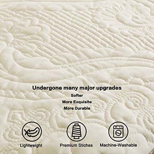 BOSOWOS Quilted Pillow Shams Set of 2, Decorative Microfiber King Size Bed Pillow Shams, Soft Breathable Pillow Covers with Envelope Closure (Light Yellow, 20 x 36 Inch) - Image 3