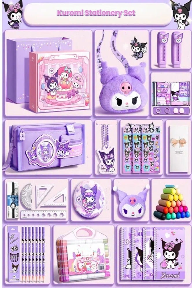 general Kuromi Themed Stationery Set Cute Character Design School Supplies Kit with Notebook Pen Pencil Case and More Back to School Essentials for Fans