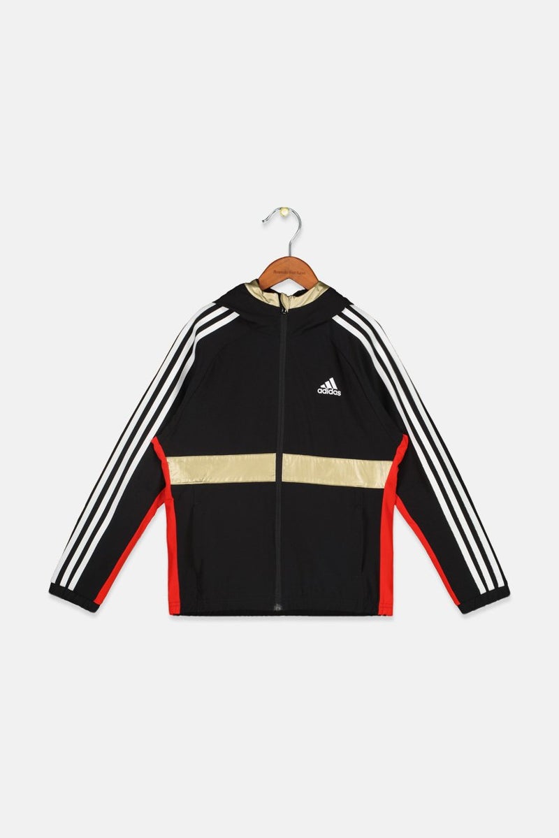 Adidas Kids Boy Brand Logo Training Windbreaker Jacket, Black - Image 1