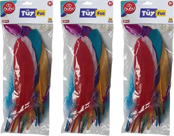 BUBU Mixed Color Feather 20 Pieces 20CM Set of 3