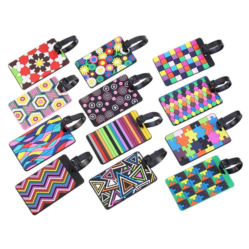 Goodma 12 Pieces Luggage Tags Assorted Travel Suitcase Labels Business ID Card Holder - Image 1