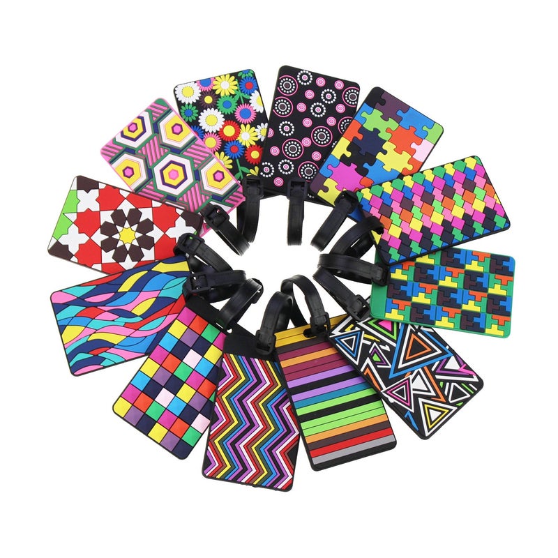 Goodma 12 Pieces Luggage Tags Assorted Travel Suitcase Labels Business ID Card Holder - Image 4
