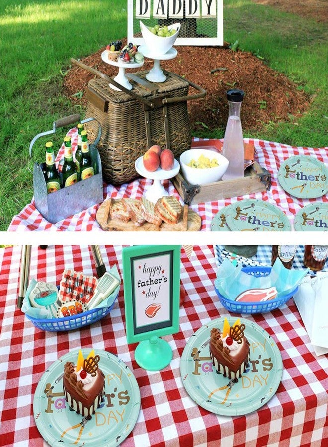 Pandecor Father's Day Party Supplies 50PCS Disposable Paper Plates,7 Inch Dessert Plates for Happy Fathers Day Party - Image 5