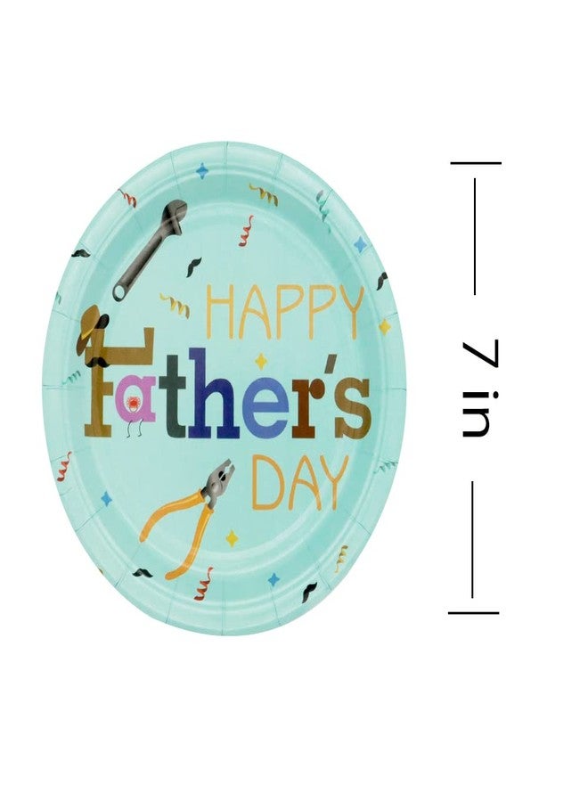 Pandecor Father's Day Party Supplies 50PCS Disposable Paper Plates,7 Inch Dessert Plates for Happy Fathers Day Party - Image 2
