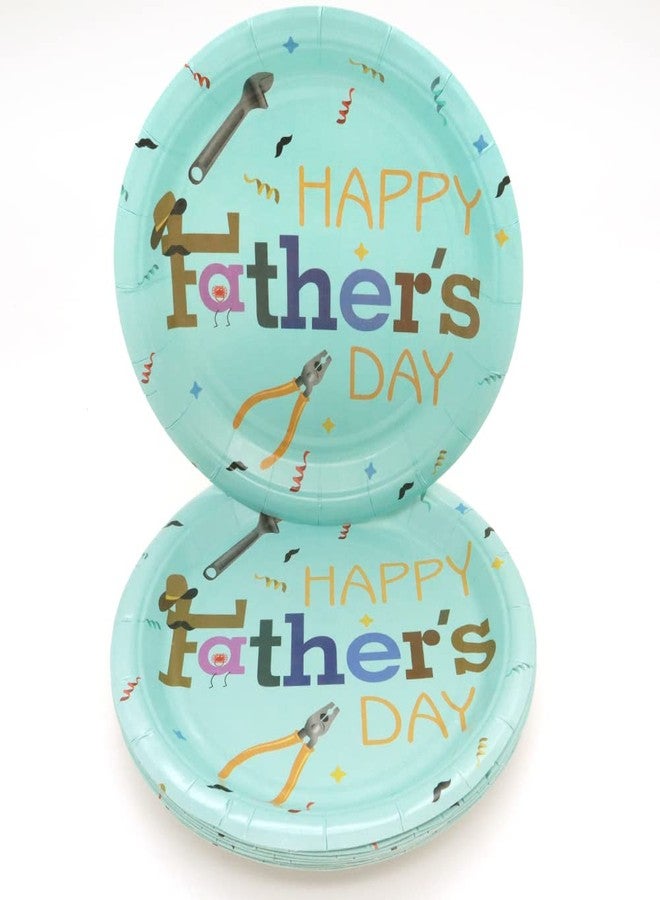 Pandecor Father's Day Party Supplies 50PCS Disposable Paper Plates,7 Inch Dessert Plates for Happy Fathers Day Party - Image 1
