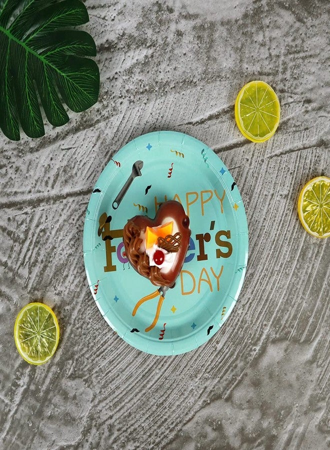 Pandecor Father's Day Party Supplies 50PCS Disposable Paper Plates,7 Inch Dessert Plates for Happy Fathers Day Party - Image 3