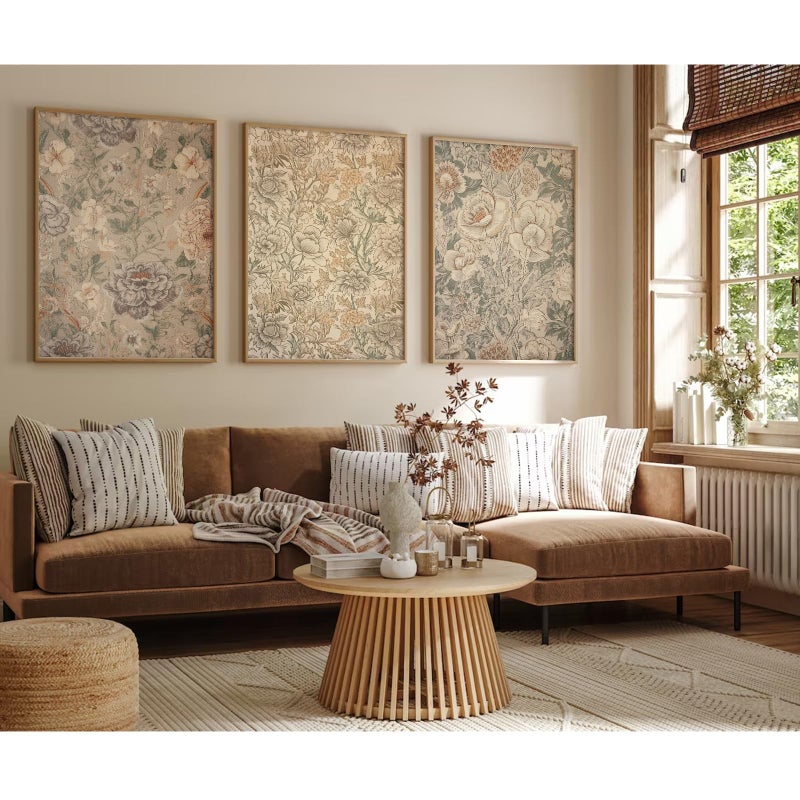 Youillne Vintage Flower Wall Art Decor Beige Floral Canvas Wall Art Botanical Rustic Pictures Prints Farmhouse Antique Painting Vintage Flower Poster for Living Room Bedroom 12x16 Inch Unframed Set of 3 - Image 4