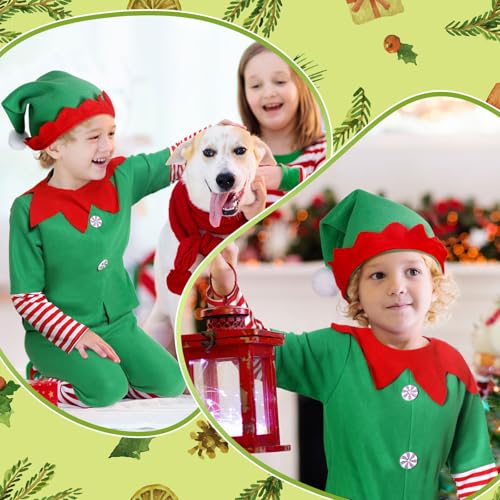 Geyoga Kids Christmas Elf Costume Outfits Include Hat Shoes and Other Accessories for Toddler Xmas CosplayGreenExtra Small - Image 5