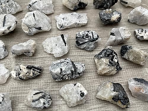 GAF TREASURES 3 Pcs Raw Black Tourmaline with Quartz Crystals Natural Black Tourmaline with Quartz Stone Rough Black Tourmaline Quartz Healing Crystals Black Tourmaline with Quartz - Image 5