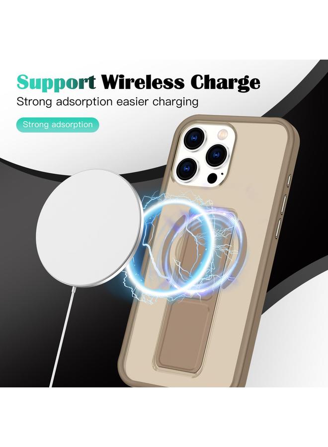 زبون جراب لهاتف iPhone 13 Pro مصنوع من الجلد غير اللامع وحامل سوار المعصم وحافظة هاتف MagSafe - Image 2