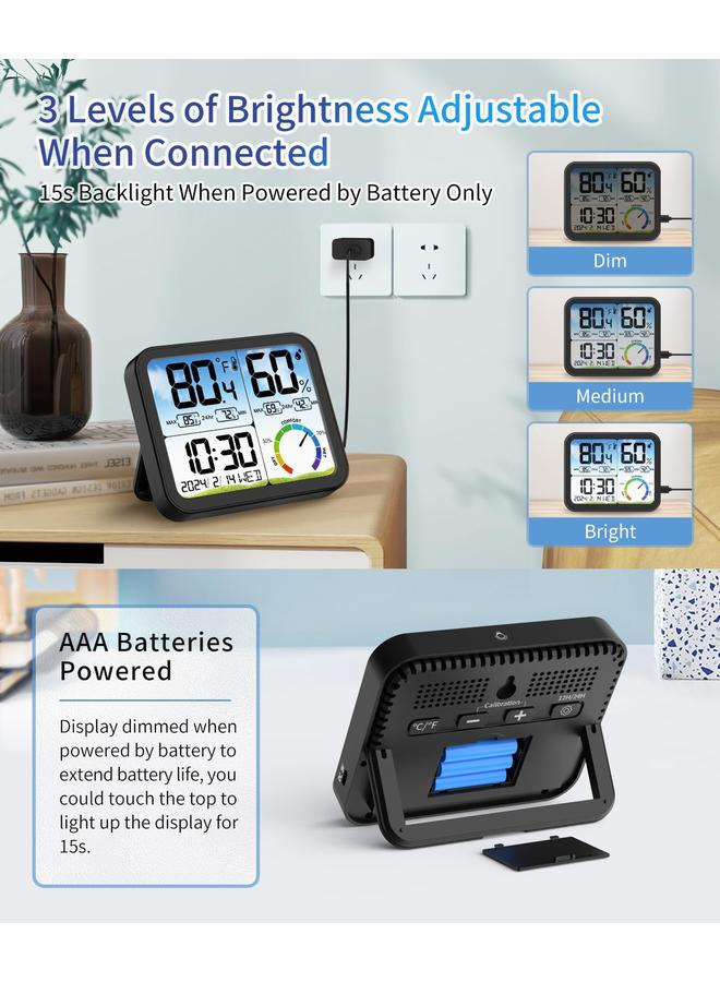 Bluejw VOCOO Digital Indoor Room Thermometer - 5.8'' Extra Large Display Temperature Humidity Sensor with Accurate Temp Humidity Gauge Monitor, Calibration, Max & Min Records, Comfort, Backlit, Date & Clock  - Image 4