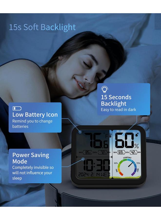 Bluejw VOCOO Digital Indoor Room Thermometer - 5.8'' Extra Large Display Temperature Humidity Sensor with Accurate Temp Humidity Gauge Monitor, Calibration, Max & Min Records, Comfort, Backlit, Date & Clock  - Image 5