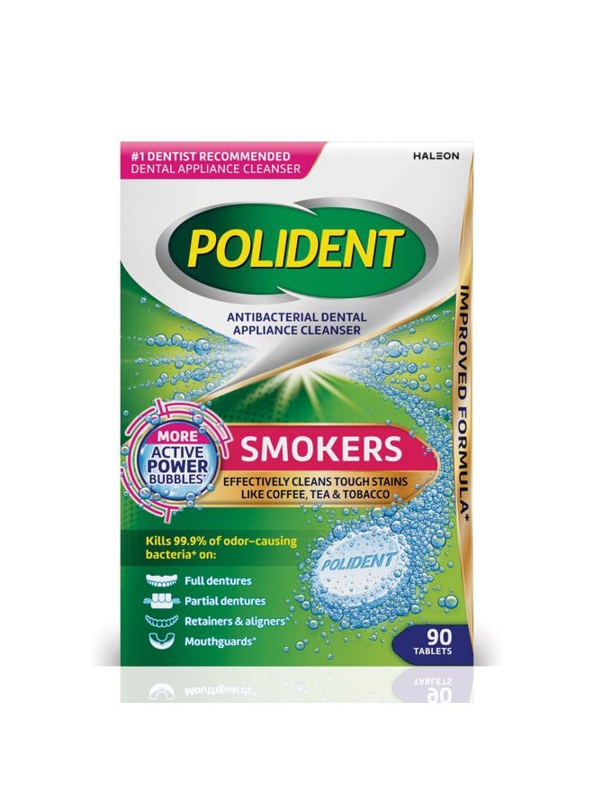 Polident Smokers Antibacterial Dental Appliance Cleanser Tablets, 90 Count - Image 1
