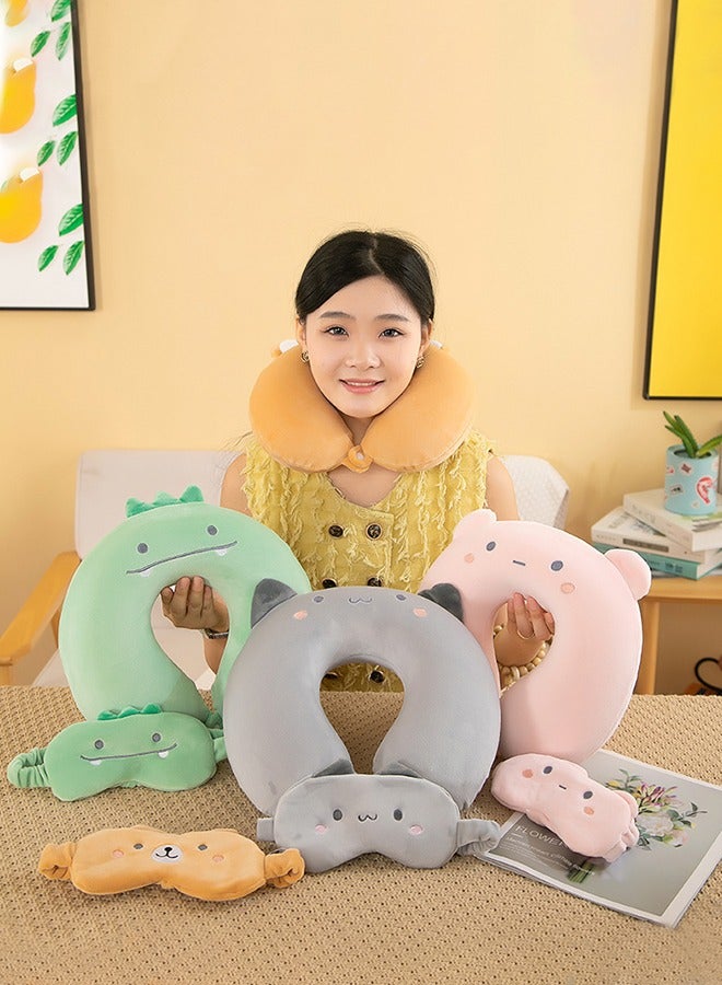 DUNISO Travel Neck Pillow，Portable Cartoon Memory Foam Neck Pillow，U Shape Head Pillow with Eye Mask,360° Surround Support，Detachable,Comfortable and Breathable，for  Airplane, Car, Train, Bus and Home Use - Image 5