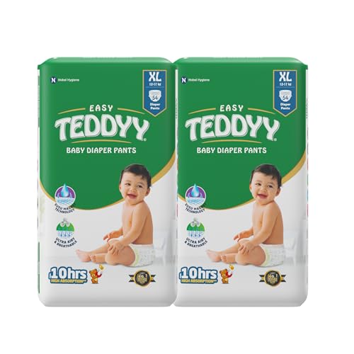 TEDDYY Easy Baby XL Size Diaper Pant Style |108 Count (Extra Large) |12-17 kgs (Pack of 2) | Long Protection Hours | Anti-Bacterial | Airy Breathable Fit | Rapid Soaker Channels with Wetness Indicator - Image 1