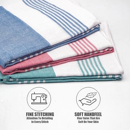 YATTA Cotton Gamcha Bath Towels - Pack of 3 (150 x 75 cm) | Lightweight, Quick-Dry & Highly Absorbent | Multicolor Thin Towels for Men & Women | Travel & Everyday Use - Image 3