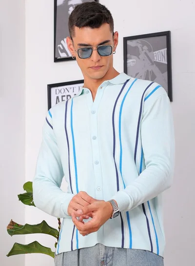 The Indian Garage Co Men Relaxed Fit Striped Full Sleeves Spread Collar Resort Wear Shirt