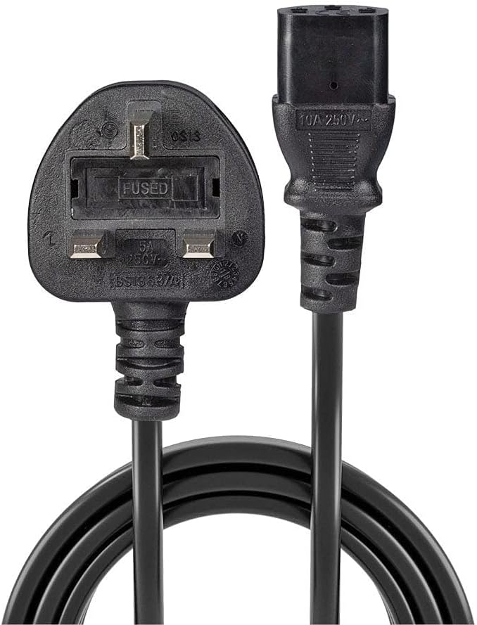 ليندا كابل طاقة LINDY 2 متر بمقبس بريطاني 3 أطراف إلى موصل IEC C13 - أسود - Image 1