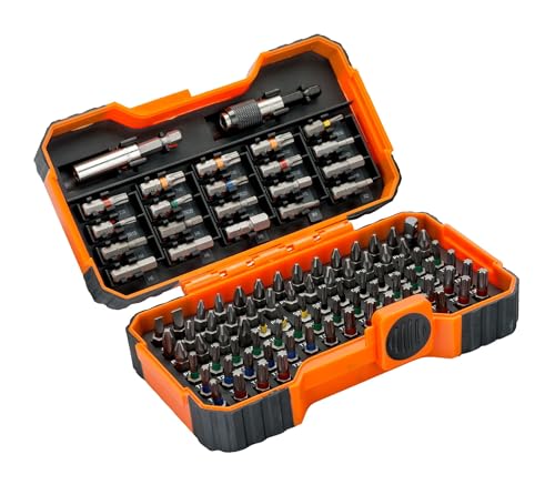 Bahco BH59/S100BC 100 Pcs Bit Set For Slotted, Phillips, Pozidriv, Hexagon, Robertson nd Coloured TORX,TORX Tamper, Head Screws - Image 4