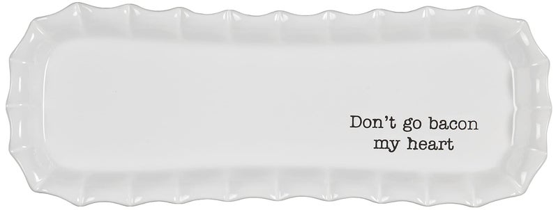 Mud Pie Bacon Serving Tray Set, White, 12" X 4.5" - Image 3