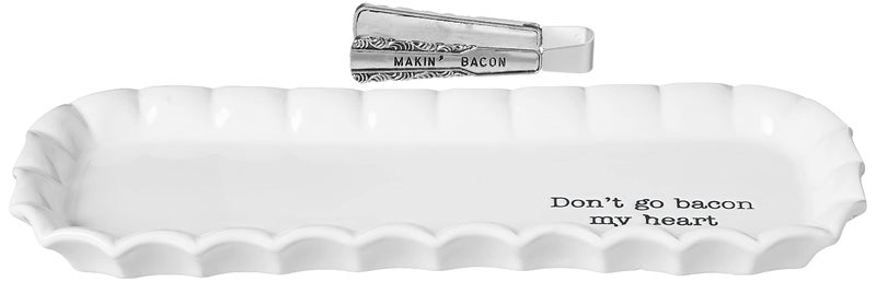 Mud Pie Bacon Serving Tray Set, White, 12" X 4.5" - Image 2