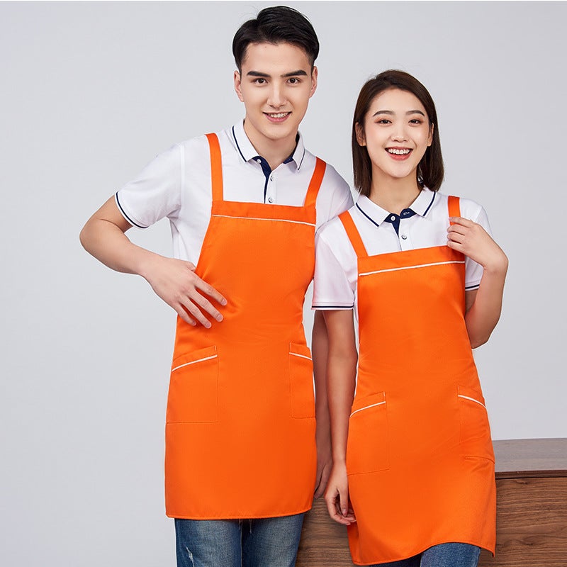 Yellow waterproof canvas apron custom logo printing catering special milk tea shop snack house supermarket work clothes women Ls-188 apron orange
