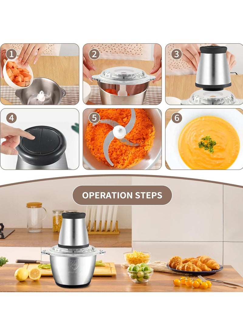 VINSOC - Electric Chopper Meat Grinder 2L 2 Speed Adjustable Mincer Grinder Multi-Functional Food Processor with Double layer 4-blade blade 200W - Image 1