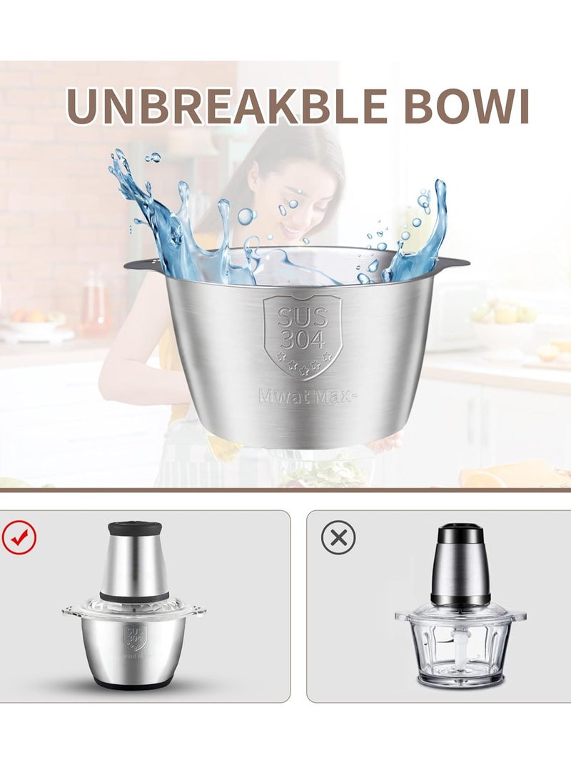 VINSOC - Electric Chopper Meat Grinder 2L 2 Speed Adjustable Mincer Grinder Multi-Functional Food Processor with Double layer 4-blade blade 200W - Image 1
