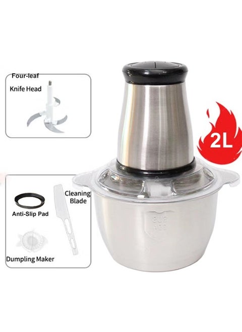 Electric Chopper Meat Grinder 2L 2 Speed Adjustable Mincer Grinder Multi-Functional Food Processor with Double layer 4-blade blade 200W