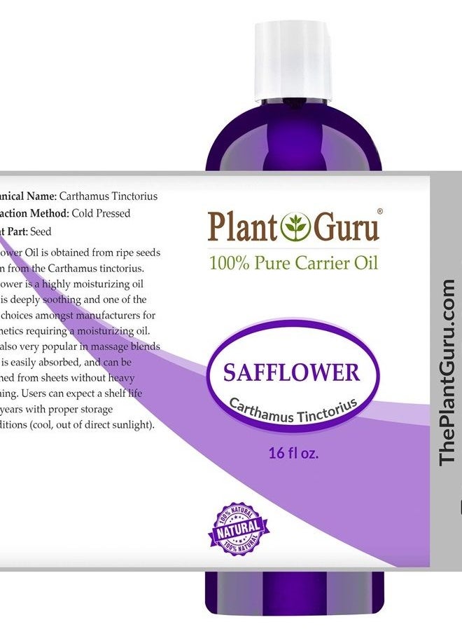 Plant Guru Safflower Oil 16 oz Cold Pressed 100% Pure Natural Carrier - Skin, Body And Face. Great For Moisturizing Creams, Lotions, Scalp Treatments, and Lip Balms  - Image 2