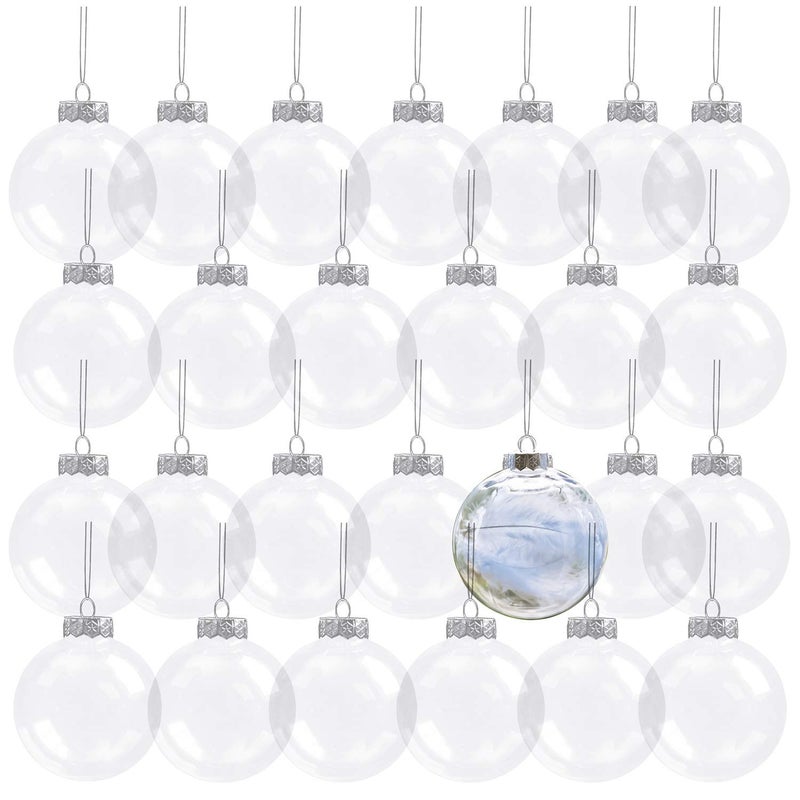 Kingrol 30 Pack 315 Inch Clear Plastic Fillable Ornament Balls for DIY Craft Projects Christmas Wedding Party Home Decor