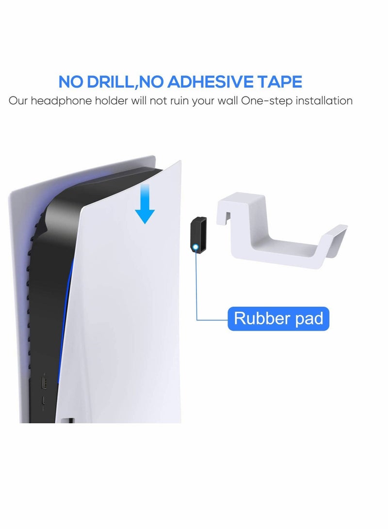 Captaintech PS5 Headphone Holder, 【Minimalist Design】 Mini Headphone Hanger with Aluminum Supporting Bar, for Sony Playstation 5 Gaming Headset, White - Image 5