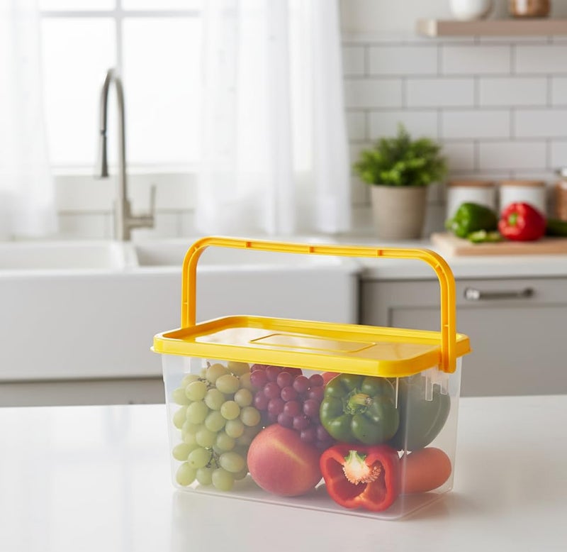 Gluman Polypropylene Pick N Carry Multipurpose Storage Box With Lid (3.3 Litre) | 100% Food Grade | Dishwasher Safe | Freezer Safe | Recyclable (Yellow)(Pack of 2) - Image 3