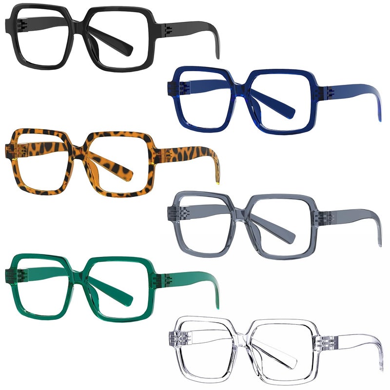 Eyekepper 6 Pack Metalless Screwless Spring Hinges Reading Glasses Oversized Square Readers for Men Women 250 - Image 2
