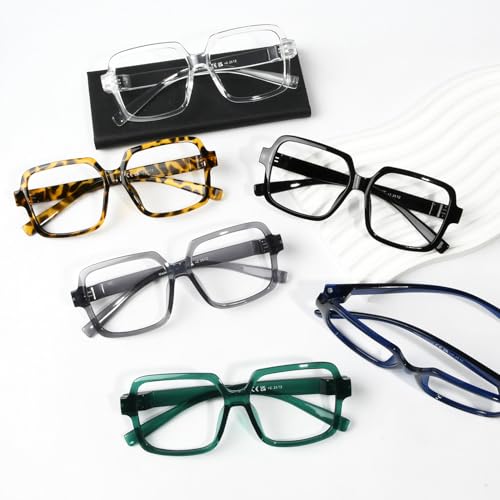 Eyekepper 6 Pack Metalless Screwless Spring Hinges Reading Glasses Oversized Square Readers for Men Women 250 - Image 3