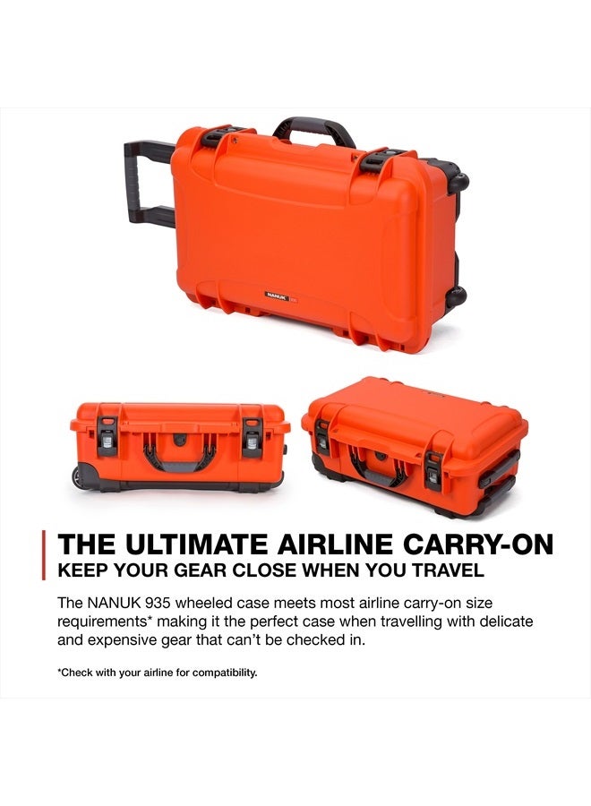Nanuk 935 Waterproof Carry-On Hard Case with Wheels Empty - Orange - Image 2