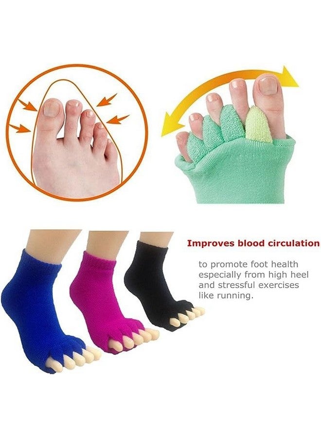 AEGON جوارب أيجون لتقويم القدمين قطن | فاصل أصابع 5 | لتخفيف آلام القدم | مصحح بونيون | هالوكس فالغوس | التهاب اللفافة الأخمصية | 1 زوج (أسود) - Image 4