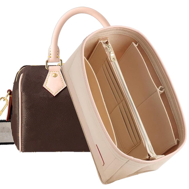 Doxo Purse Organizer Insert Bag Organizer for Tote  Handbags Bag in Bag Perfect for LV Speedy 20Alam BBPetit Noe and MoreBeigeSmall