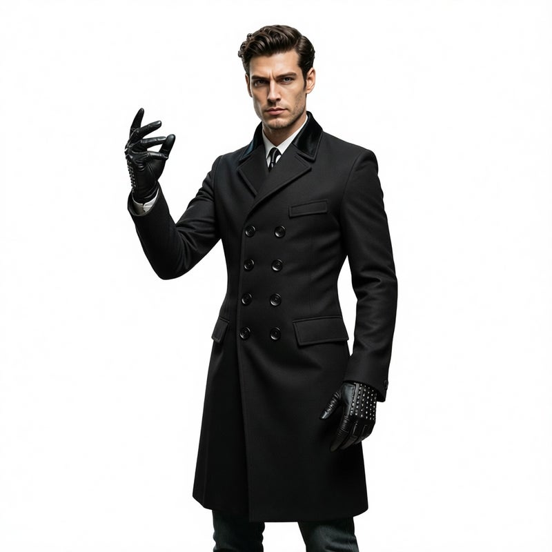 Men's Double Breasted Wool Coat with Lining Winter Outerwear - Image 1