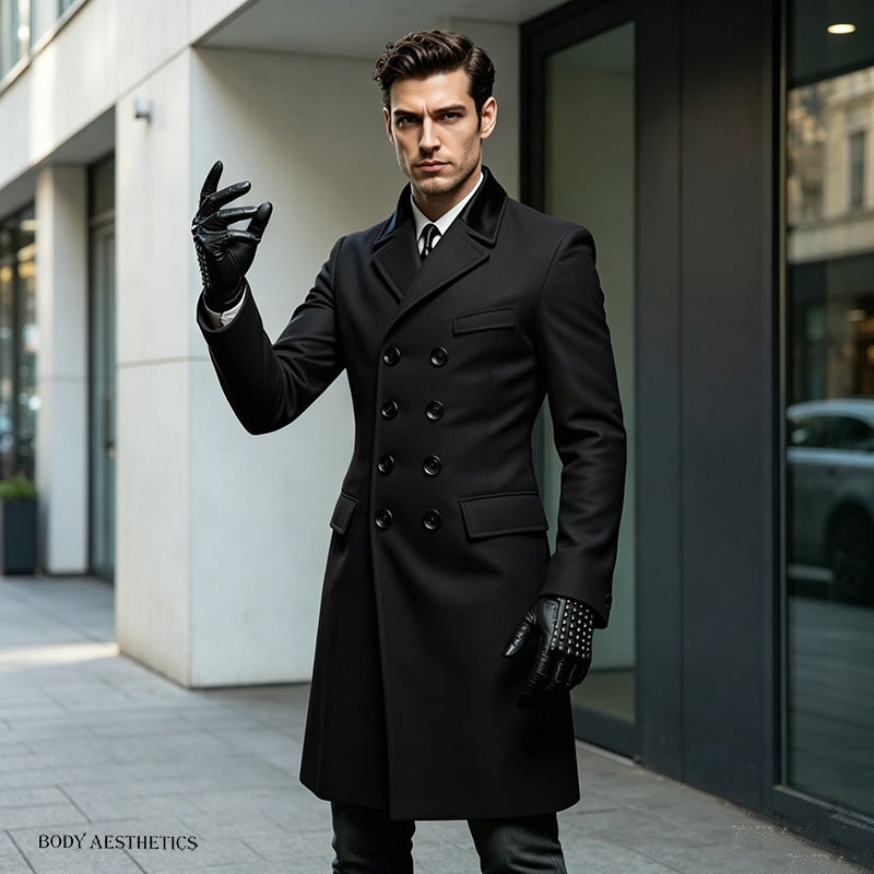 Men's Double Breasted Wool Coat with Lining Winter Outerwear - Image 2