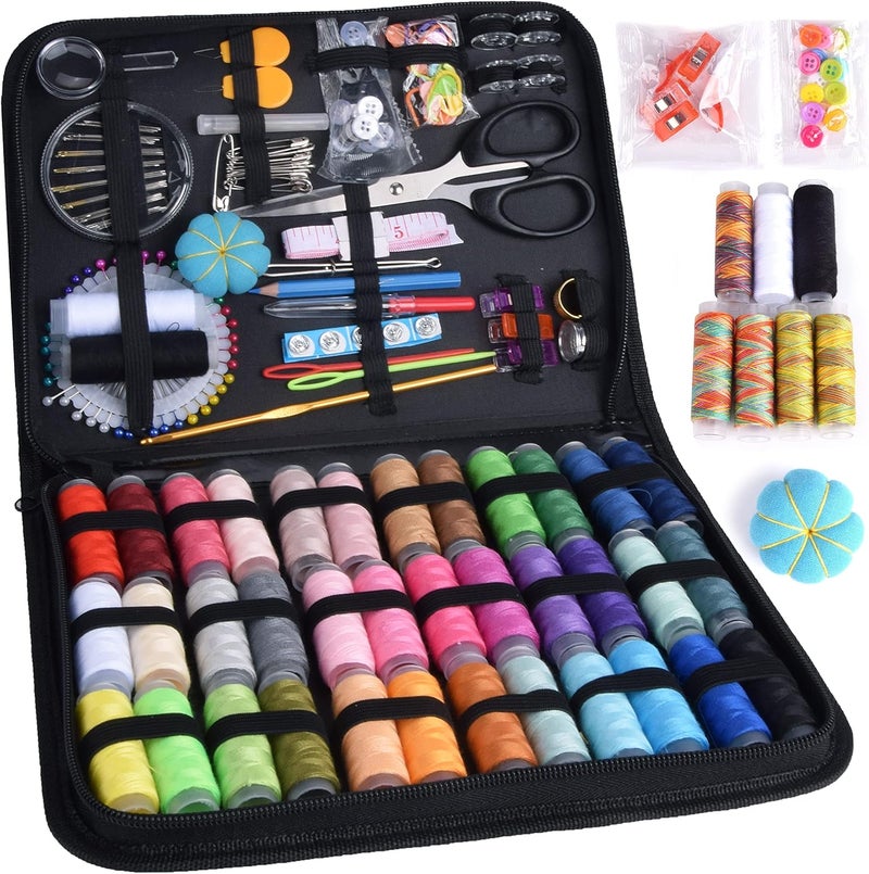 Excefore Sewing Kit, 226 Premium Sewing Supplies with PU Case, 43 XL Thread Spools, Thimble, Thread, Needle for Beginners/Professionals/Adults, DIY and Home Button Repair Kit - Image 1