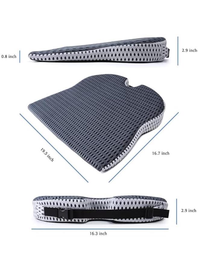 HOOKOR Wedge Car Seat Cushion, Comfortable Memory Foam Car Seat Cushion for Driving, Sciatica and Back Pain Relief, Seat Cushion for Car-Truck, Office, Wheelchair, Enhancing Driving Comfort (Grey) - Image 3