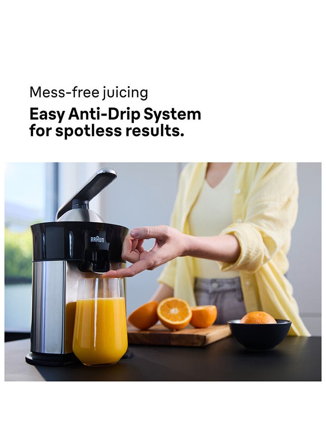 Braun CitrusQuick 7 Citrus Juicer, 160 Watts, XL Fit Design, Direct Serve Option, Anti-Drip Spout, Automatic Start / Stop, Ergonomic Lever, Universal Presscone - CJ 7050 Black 160 W CJ 7050 BK black - Image 5