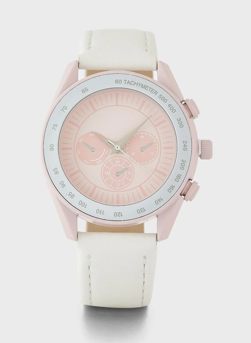 Ginger Sporty Watch With Sub Dial
