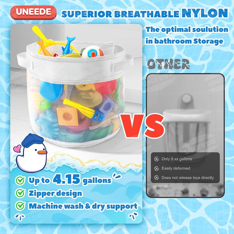 UNEEDE Bath Toy Organizer,4 Gallons Bathtub Toy Storage Organizer,Quick Access Bath Toy Holder for Bathtub,Baby Organizere,Quick Dry Baby for Tub,Mesh Shower Caddy - Image 2